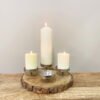 Candle Holder On Wooden Base 28cm