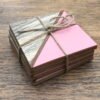 Set Of 4 Square Two Toned Wooden Coasters - Pink