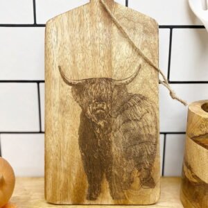 Highland Cow Engraved Wooden Cheese Board