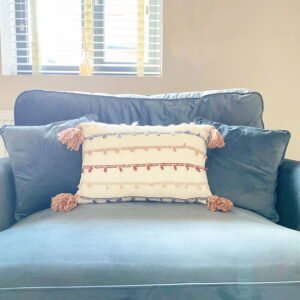 Striped Rectangle Cushion With Tassles