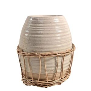 Ceramic Oil Burner With Rattan Design