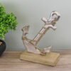 Silver Metal Anchor Ornament On Wooden Base