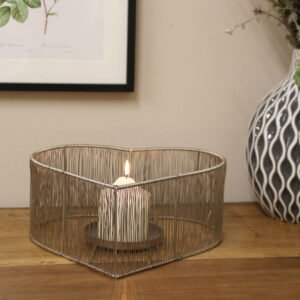 Silver Heart Candle Holder