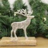 Silver Reindeer On Wood Base