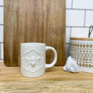 Cream Ceramic Embossed Bee Mug