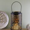 Medium Tree Of Life Cutout Design Black Candle Lantern