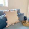 Beige Square Pompom Cushion