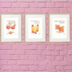 Set of Three Cocktail Recipe Wall Art in Frames