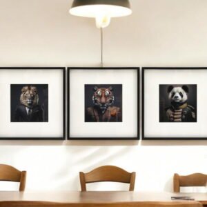 Set of 3 Jungle Animal Head Prints Picture Art 40x40cm