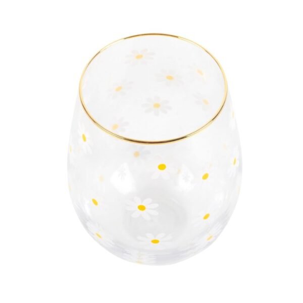 All Over Daisy Print Stemless Wine Glass - Image 2