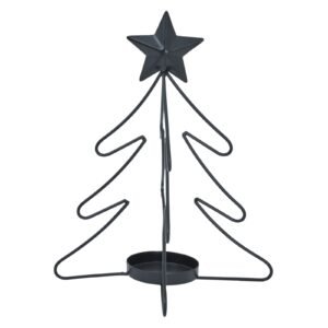 This atmospheric candle holder merges minimalist design with festive charm