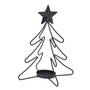 offering a contemporary interpretation of traditional holiday décor. The sleek black outline presents a stylised tree silhouette crowned with a radiant star