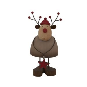 Embody the enchanting spirit of winter with this charming rustic reindeer ornament