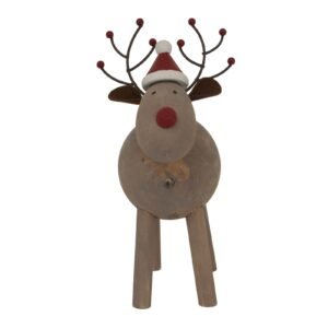 This rustic reindeer ornament offers a delightful blend of whimsy and countryside appeal