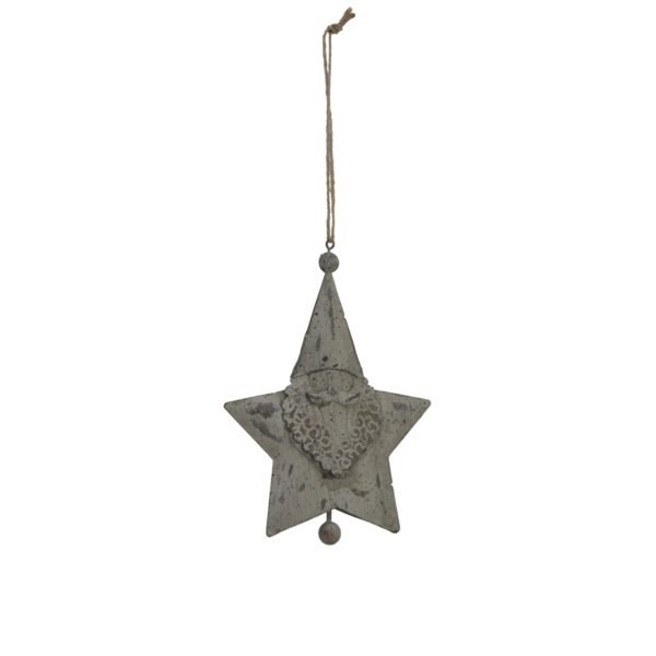 This charming festive decoration combines rustic authenticity with holiday magic in a unique star-shaped design. The detailed Santa motif nestled within the sturdy star framework creates a wonderfully dimensional piece that captures attention from every angle. The weathered finish and traditional crafting techniques give this piece an heirloom quality that resonates with collectors and seasonal decorators alike. Perfect for retail displays