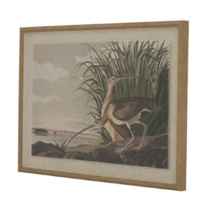 Luxuriously detailed artwork showcasing graceful curlews against crisp linen