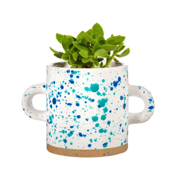 Turquoise and Blue Splatterware Planter - Image 3