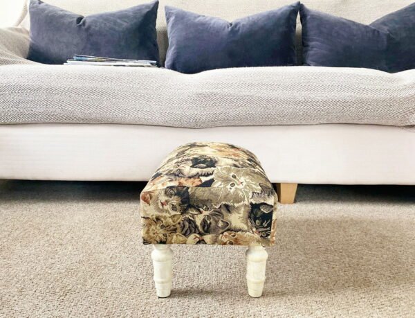 Cat Fabric Footstool with Drawer - Image 4