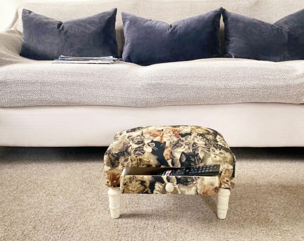 Cat Fabric Footstool with Drawer - Image 6