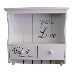 Wall Unit in White with Hooks