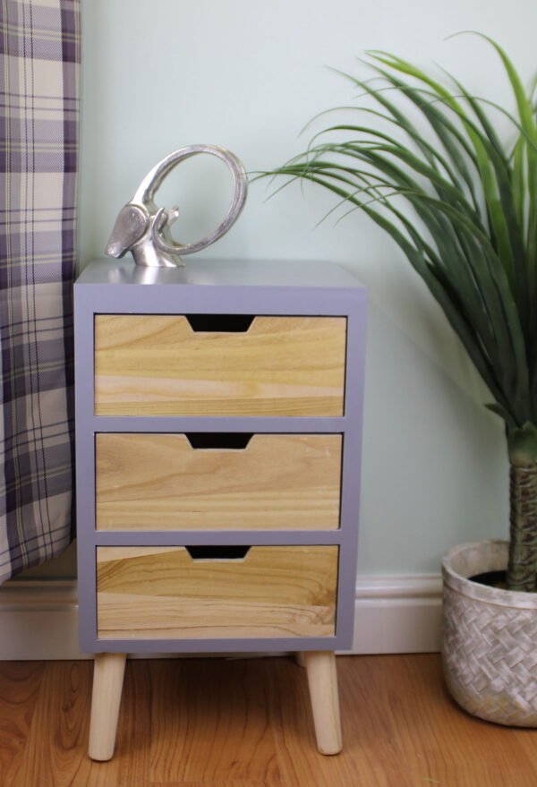 3 Drawer Chest In Grey Finish With Natural Drawers With Removable Legs - Image 6