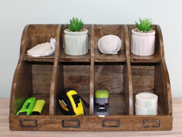 Mango Wood 8 Section Desktop Organiser - Image 4