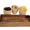 Set of 3 Ceramic Snack/Nibble Bowls with Mango Wood Tray