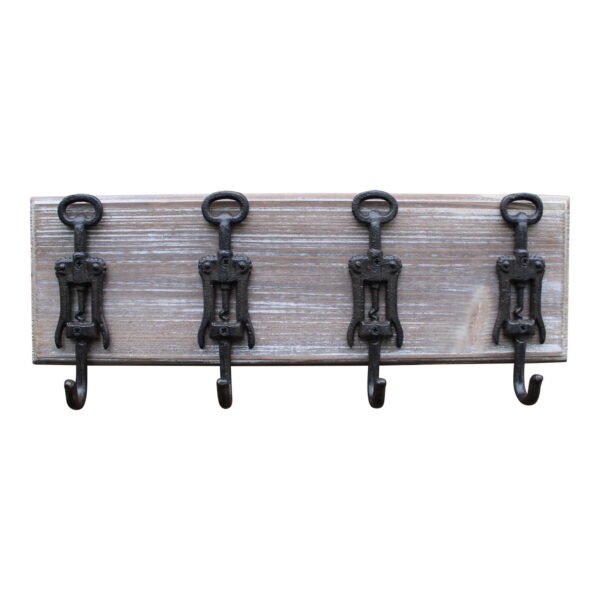Rustic Cast Iron and Wooden Wall Hooks