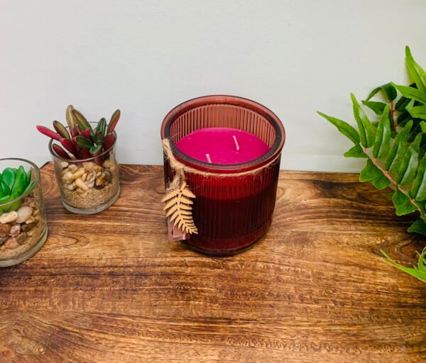 Forest Mist Leaf Glass Scented Candle (Assorted Colours) - Image 4