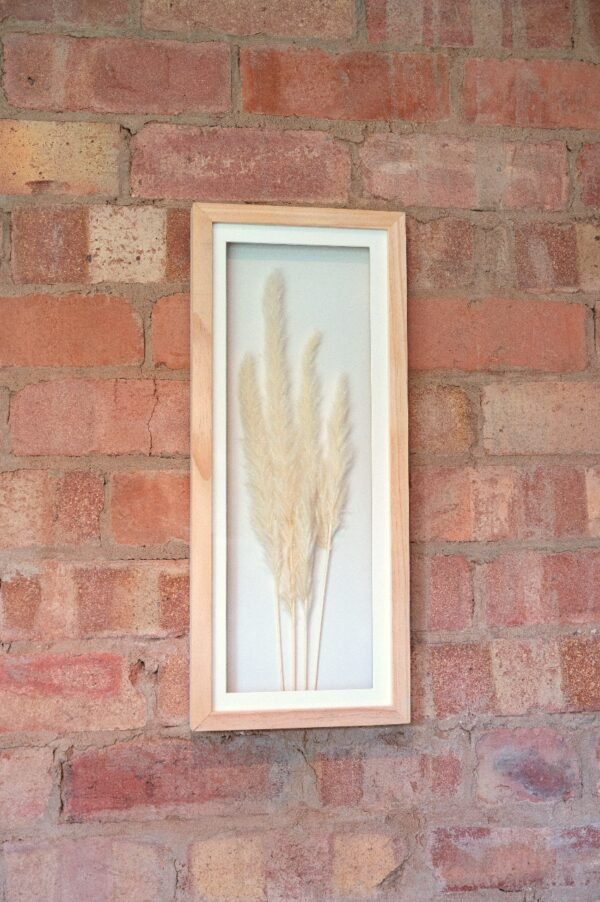 White Pampas In Rectangular Frame 50cm - Image 4