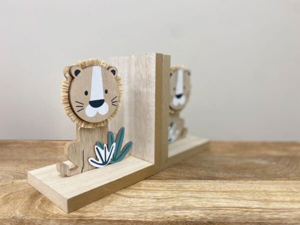 Set of Two Wooden Lion Bookends - Image 4