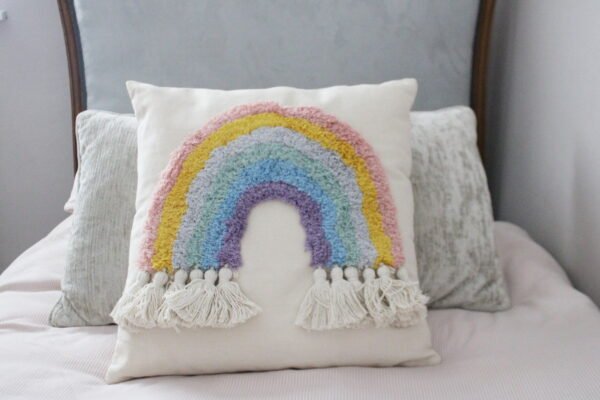 Rainbow Tassel Square Scatter Cushion - Image 4