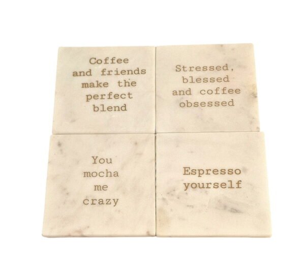 Tea & Coffee Marble Coasters 2 Types Set of 8 - Image 3