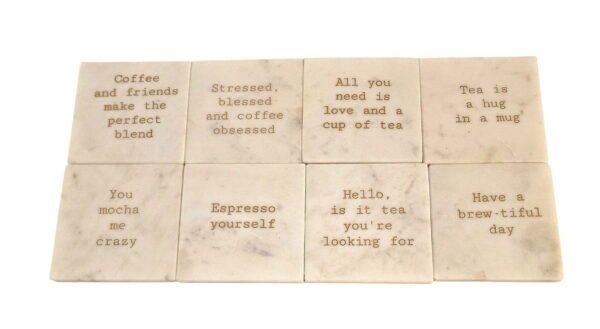 Tea & Coffee Marble Coasters 2 Types Set of 8 - Image 4