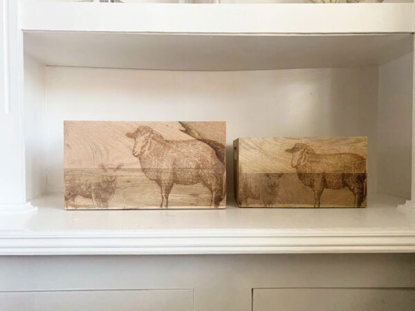 Set Of Two Engraved Sheep Crates - Image 3