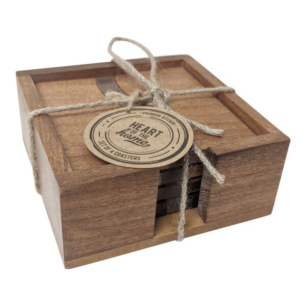 Wooden Wave Design Coasters In A Wooden Holder - Image 4