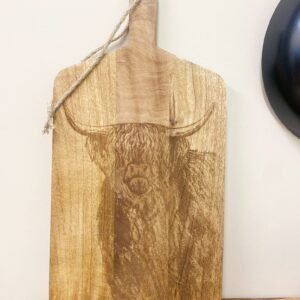 Wooden Chopping Board With Highland Cow Engraving 50cm