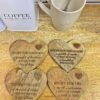 Set of 4 Wooden Heart Shaped Coasters