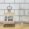 Set of Six Wine Slogan Coasters On Metal Stand