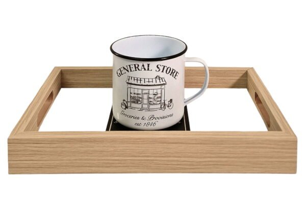 Cream Linen Style Glass Bottom Serving Trays Set of 3 - Image 5