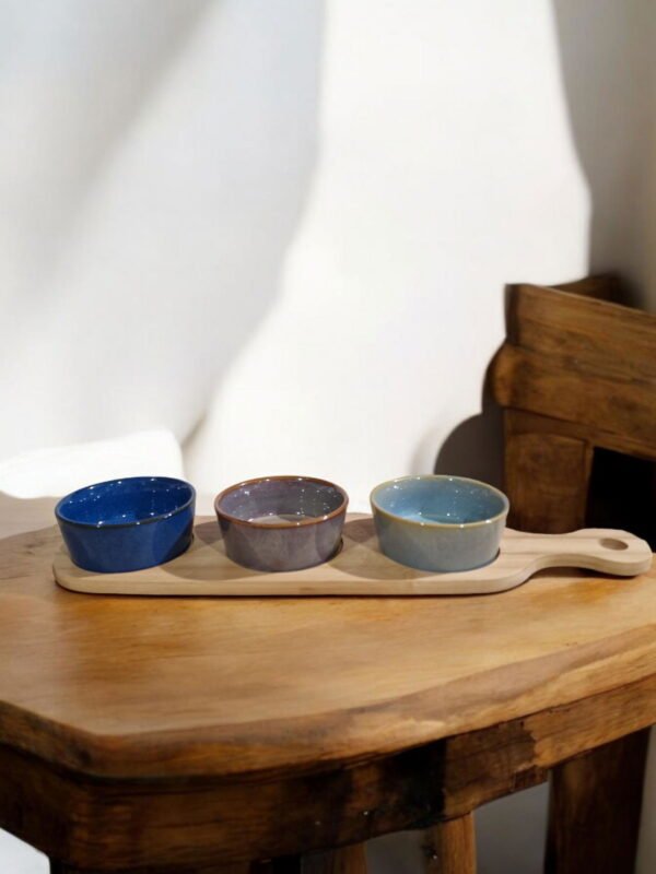 Tapas Dishes On Bamboo Tray Set Of 3 Bowls - Image 4