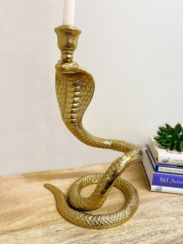 Large Gold Snake Candle Holder - Image 5