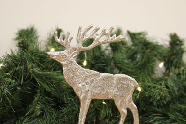 Silver Reindeer On Wood Base Large - Image 5