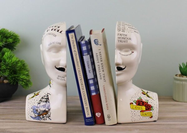 Ornamental Ceramic Phrenology Bookends - Image 4