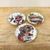 Set of Three Metal Retro Tattoo Design Coasters