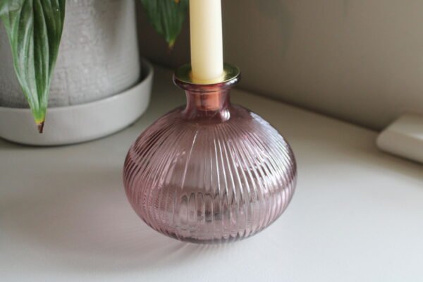Pink Glass Candle Holder - Image 4