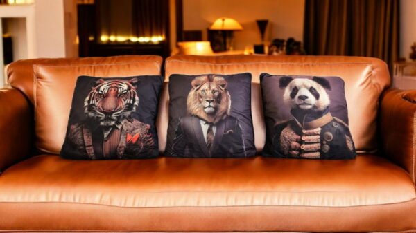 Set of 3 Jungle Animal Print Cushion's 45x45cm - Image 6