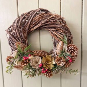 Twisted Pine & Berry Botanical Christmas Wreath 35cm