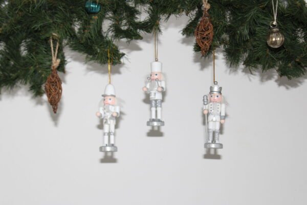 Trio of Silver Nutcracker Tree Decorations - Image 3