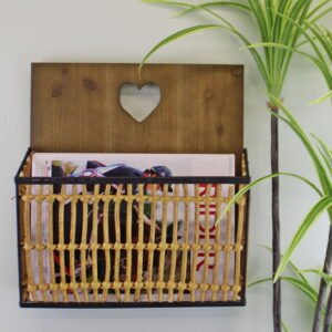 Metal & Wicker Wall Hanging Magazine Rack